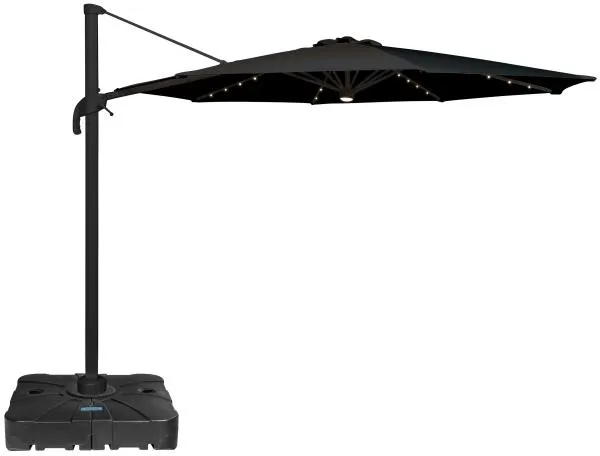 Roma parasoll 360-rotation LED svart 3m